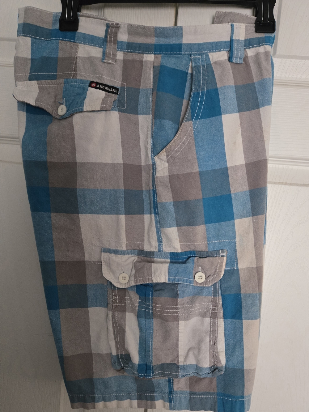 Airwalk Men's Plaid Cargo Shorts - Blue & Gray - Picture 6 of 7